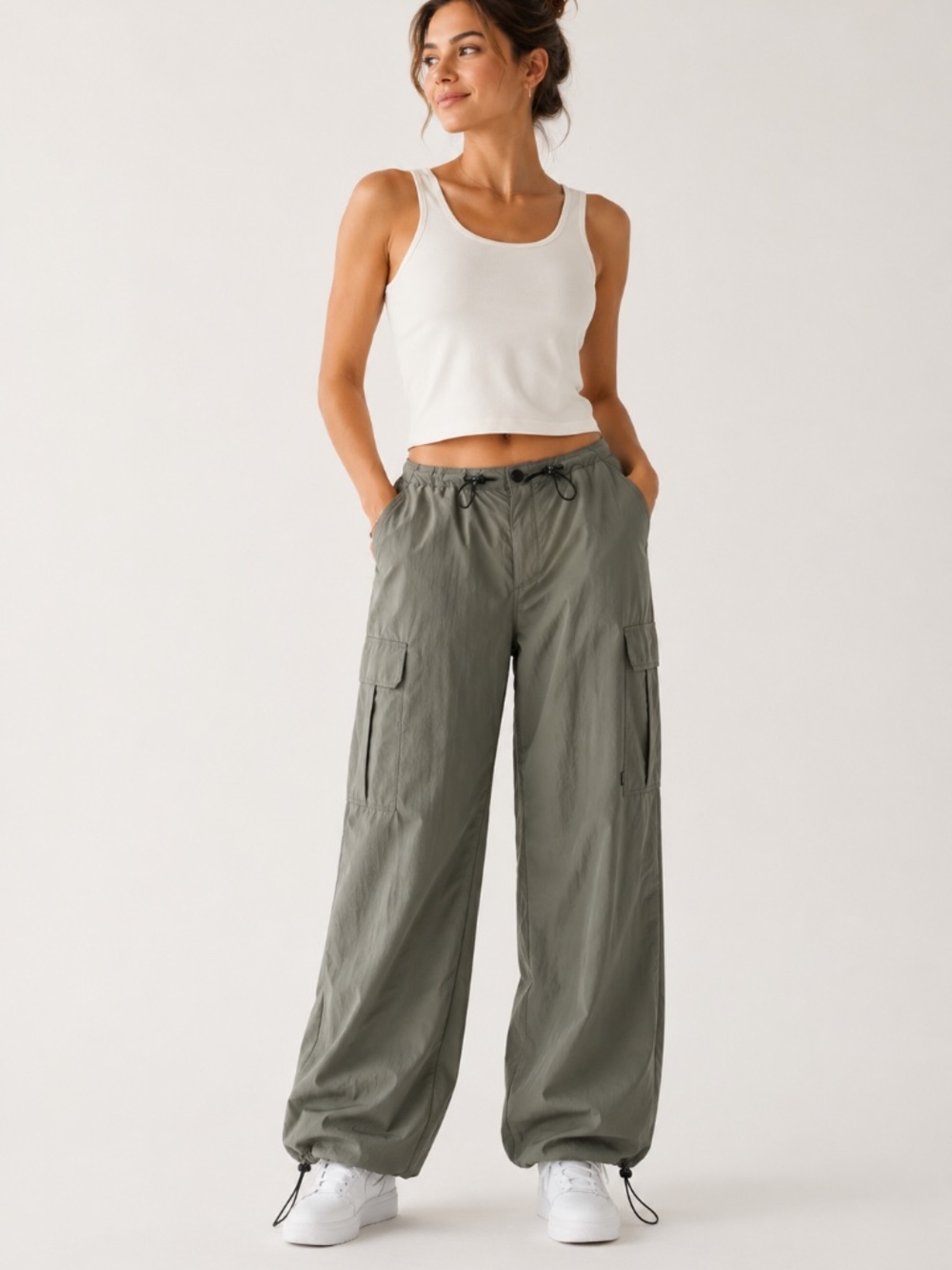 Dr Denim Hale Cargo Baggy pants - Thyme Khaki Sage - Size S